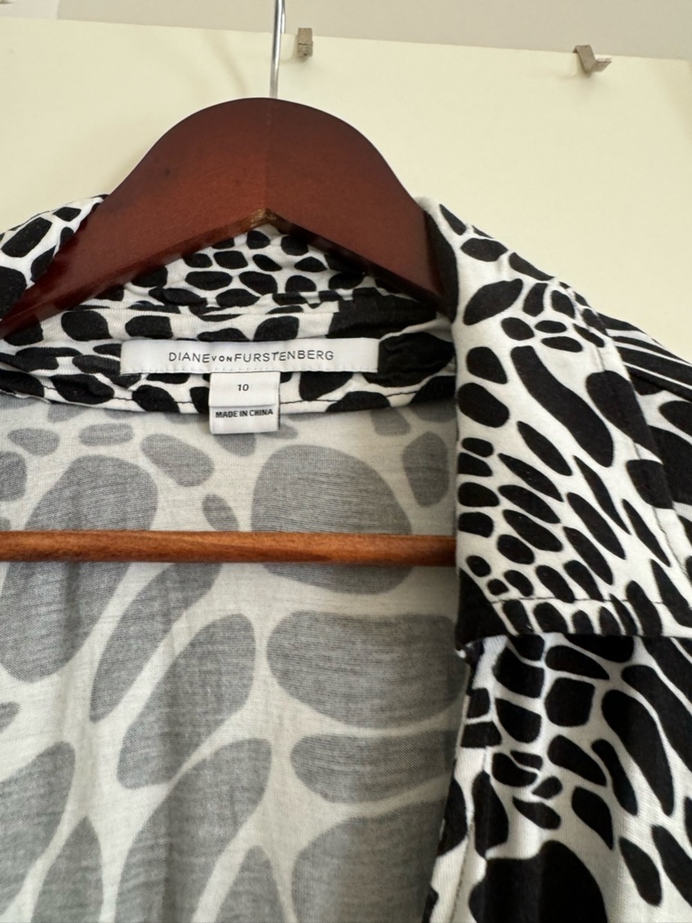Diane Von Furstenberg Black and White Animal print wrap around dress